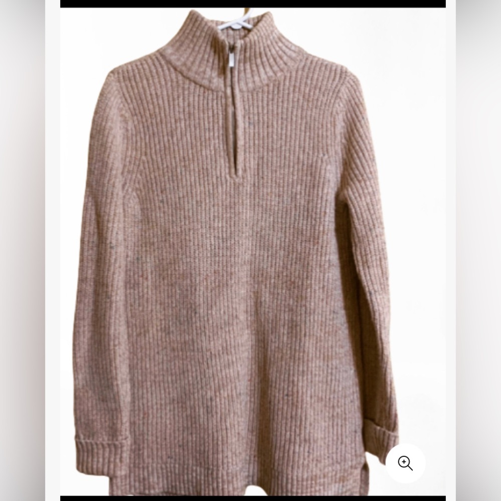NWT Lands’ End Women’s Ivory Mock Neck Zip Pullover Sweater No tag